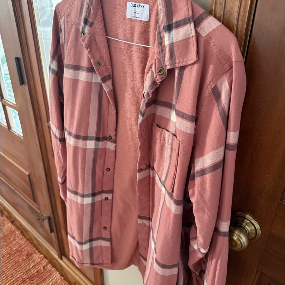 Old Navy Pink and Brown Plaid Shirt